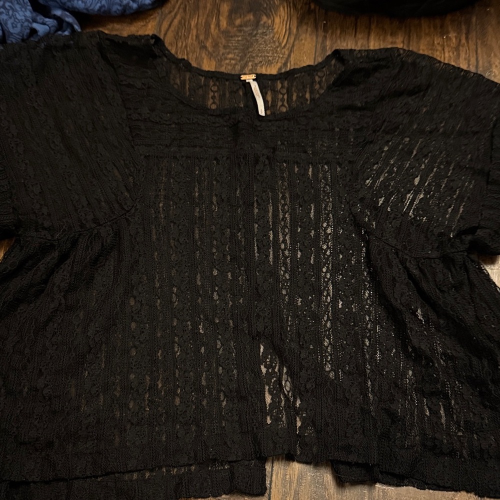 Free People Black Lace Blouse